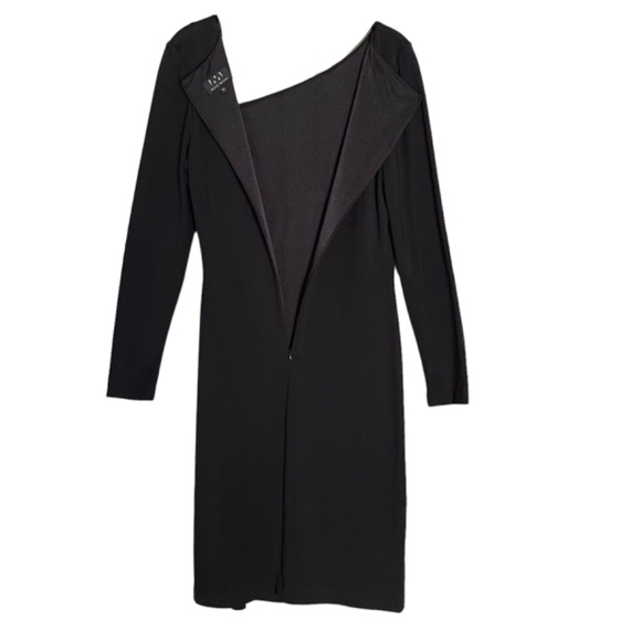 David Meister Dress Asymmetrical Keyhole Neckline Long Sleeve | Black | 10 - Picture 5 of 10